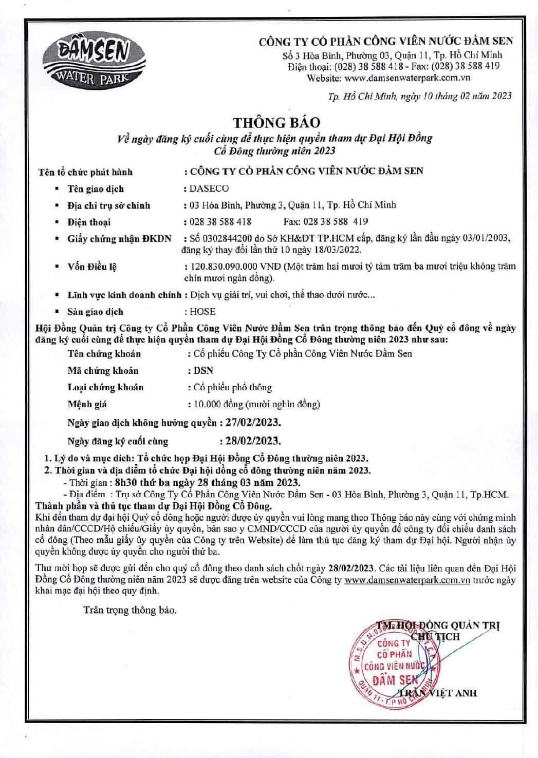 Scan Thong Bao Ngay DKCC tham du Dai Hoi 2023 web DSN pdf