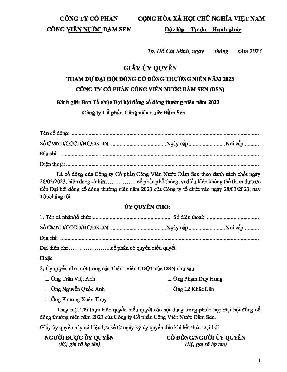 02. DSN Giay uy quyen tham du DHCD 2023 pdf