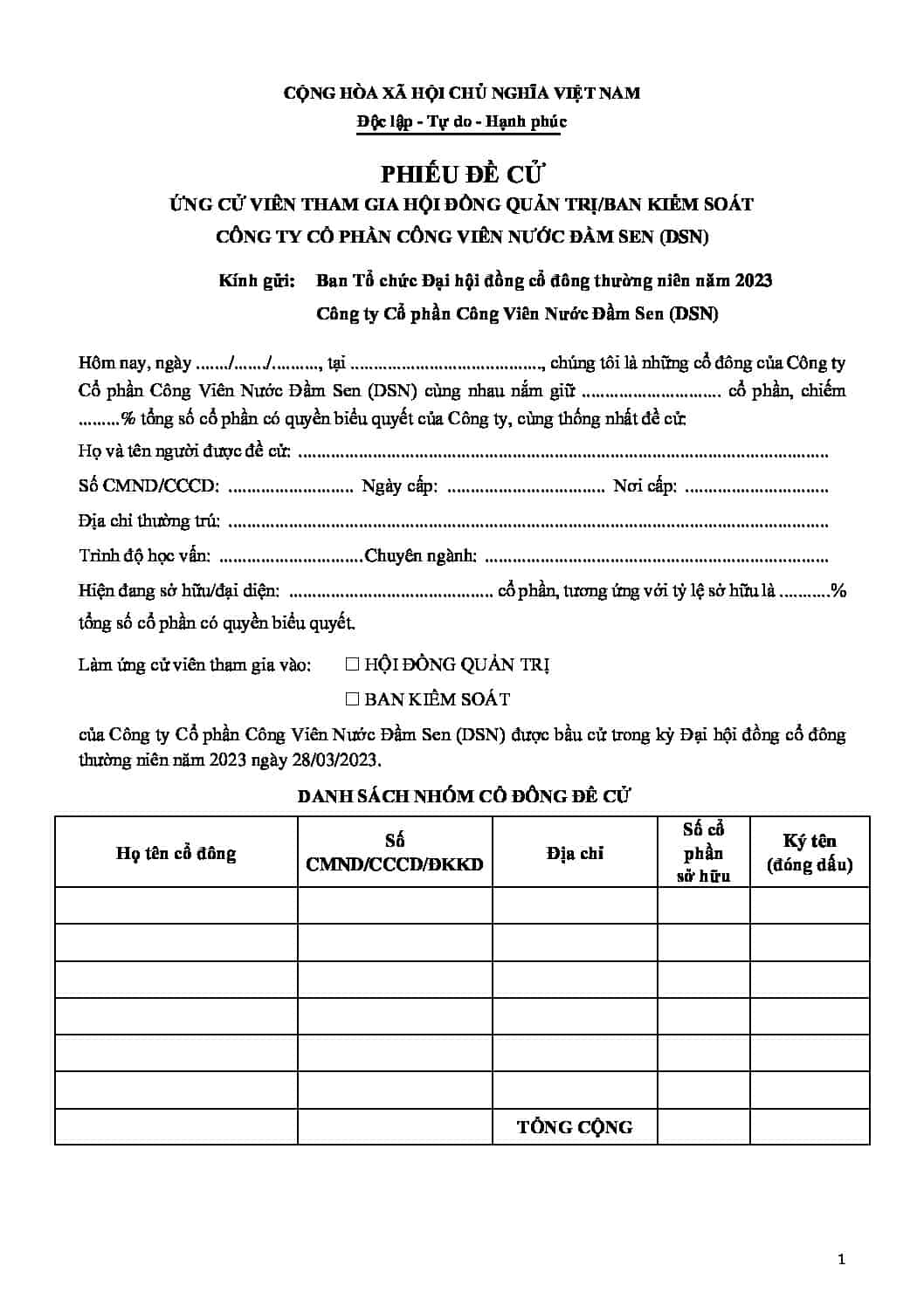 16.4. DSN Phieu de cu TVHDQT BKS 2023 nhom co dong pdf