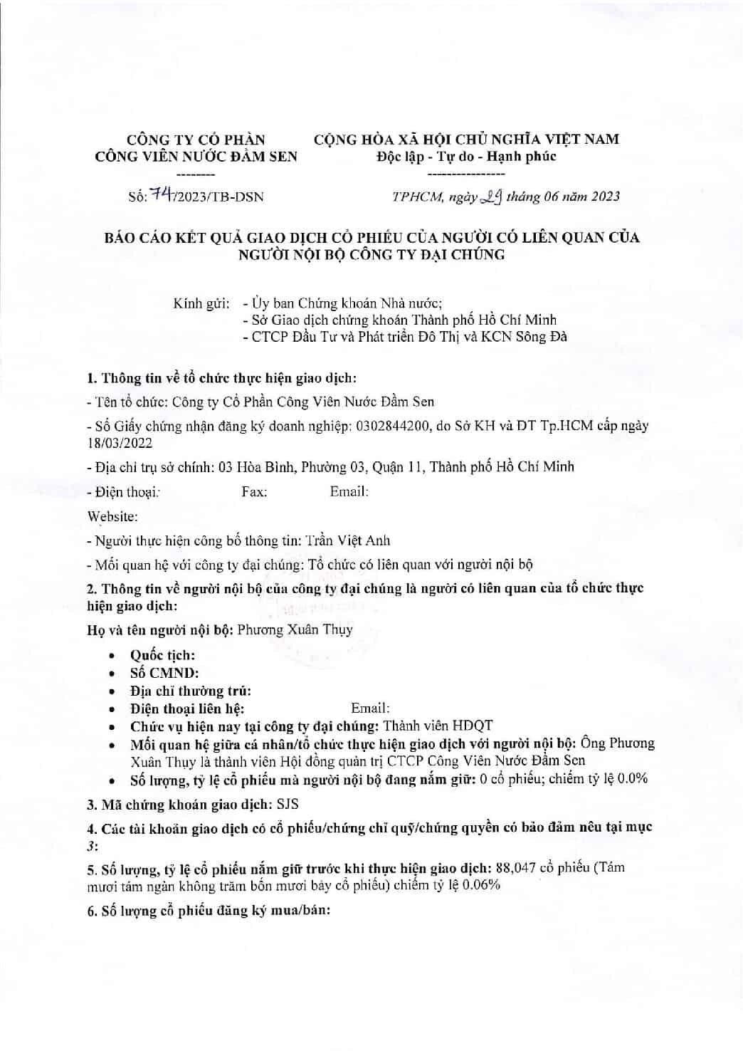 20230629 DSN Bao cao ket qua Giao Dich CV 74 pdf