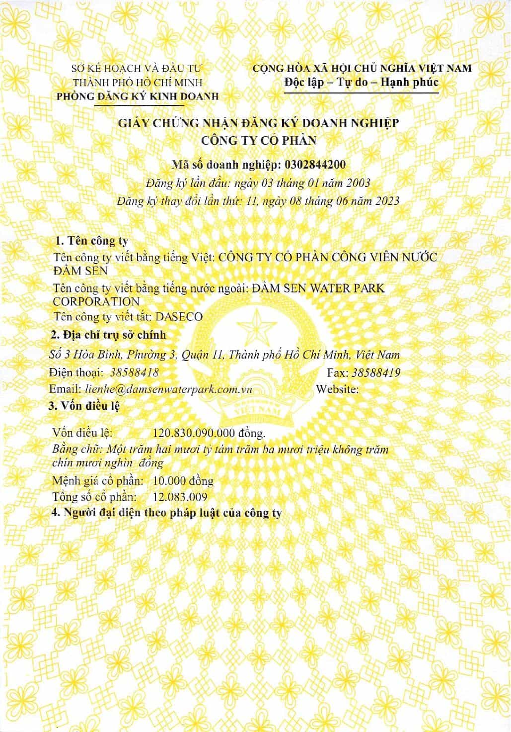 Giay phep kinh doanh Cong Vien Nuoc Dam Sen pdf