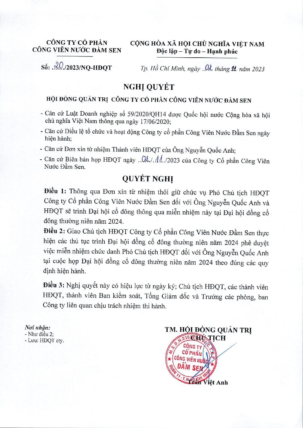 NQ HDQT thong nhat thong qua don tu nhiem PCT Ong Nguyen Quoc Anh NQ20 pdf