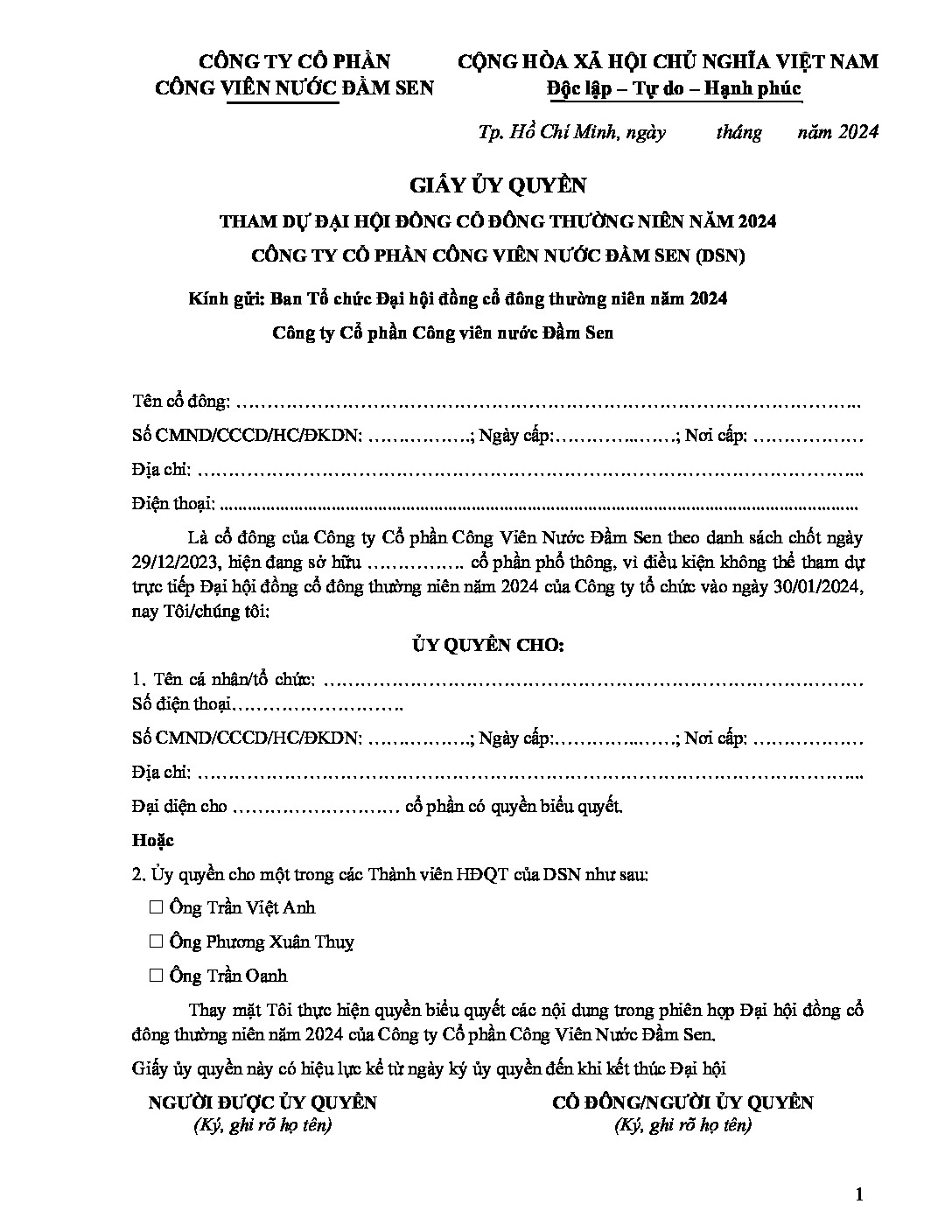 03. DSN Giay uy quyen tham du DHCD 2024 pdf