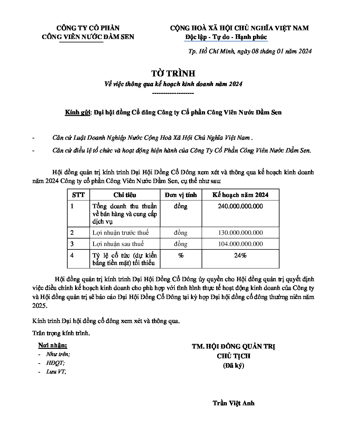 12. DSN To trinh thong qua ke hoach kinh doanh nam 2024 pdf