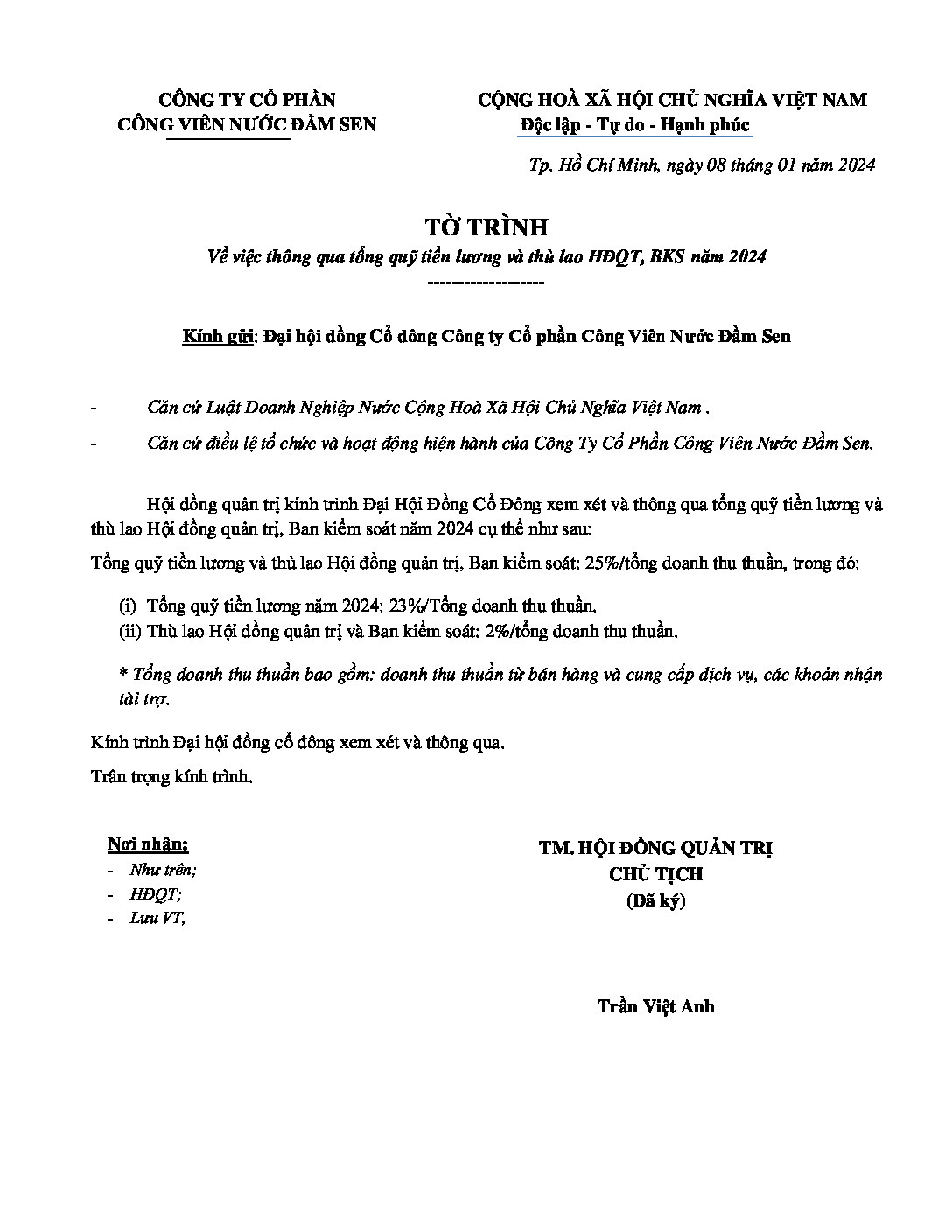 13. DSN To trinh thong qua tong quy luong va thu lao HDQT BKS pdf
