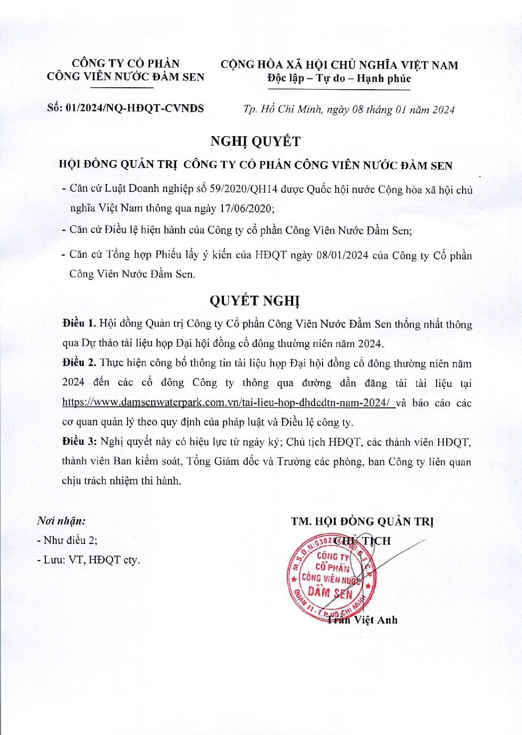 Nghi quyet 01 2024 HDQT pdf