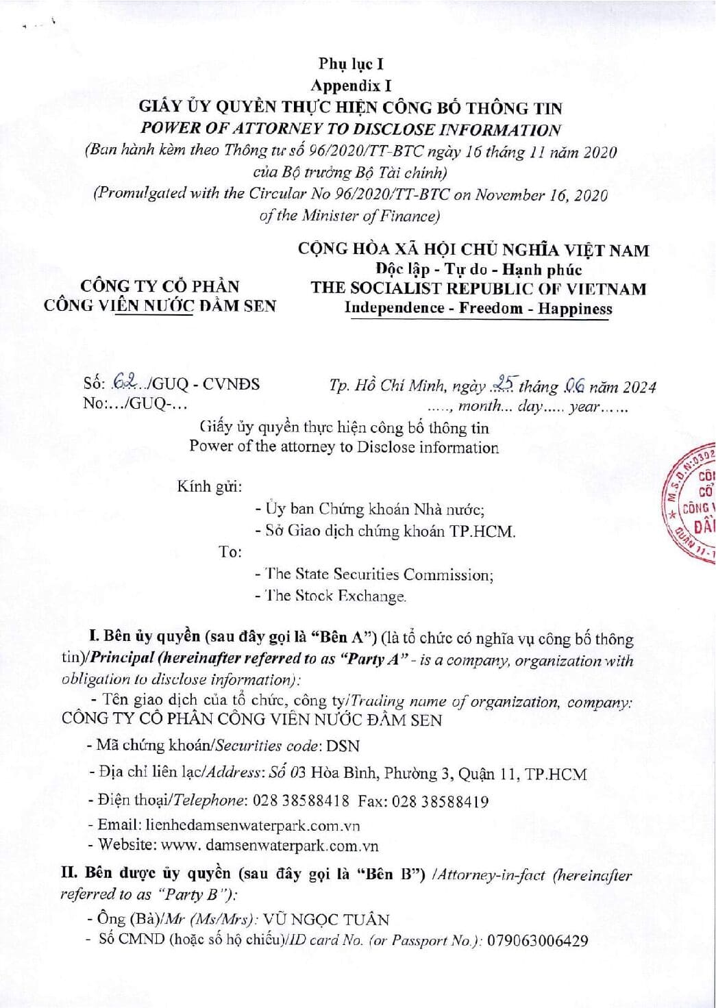 Giay Uy Quyen CBTT tu ngay 25 06 2024 Ong Vu Ngoc Tuan TGD CV62 GUQ web dsn pdf