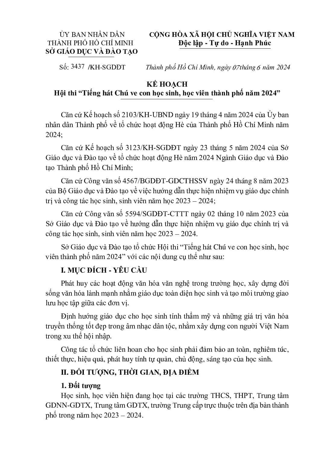 3437 2. KH Hoi thi tieng hat Chu ve con hoc sinh hoc vien thanh pho nam 2024 pdf