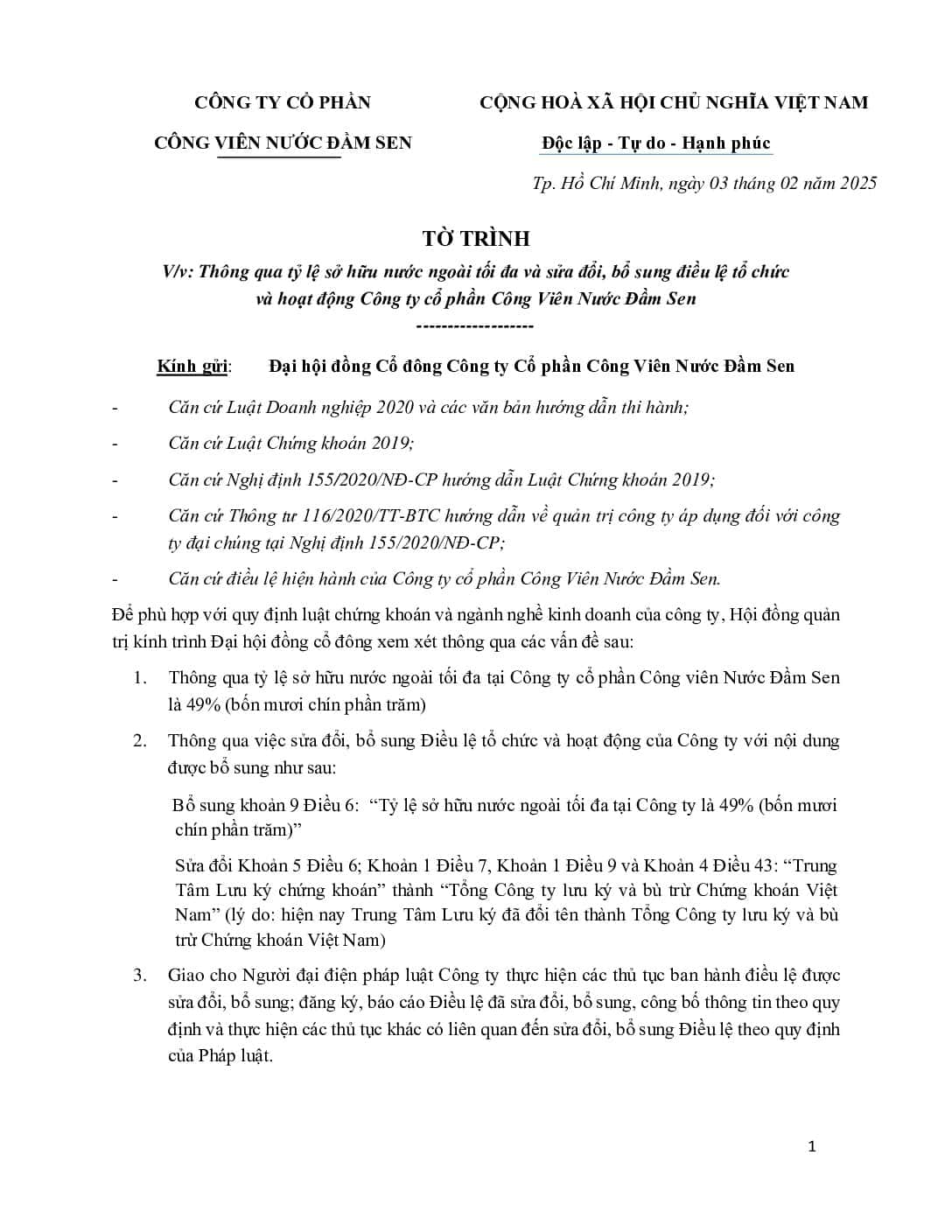 13. To trinh thong qua ty le SHNN toi da va sua doi bo sung Dieu le V E pdf