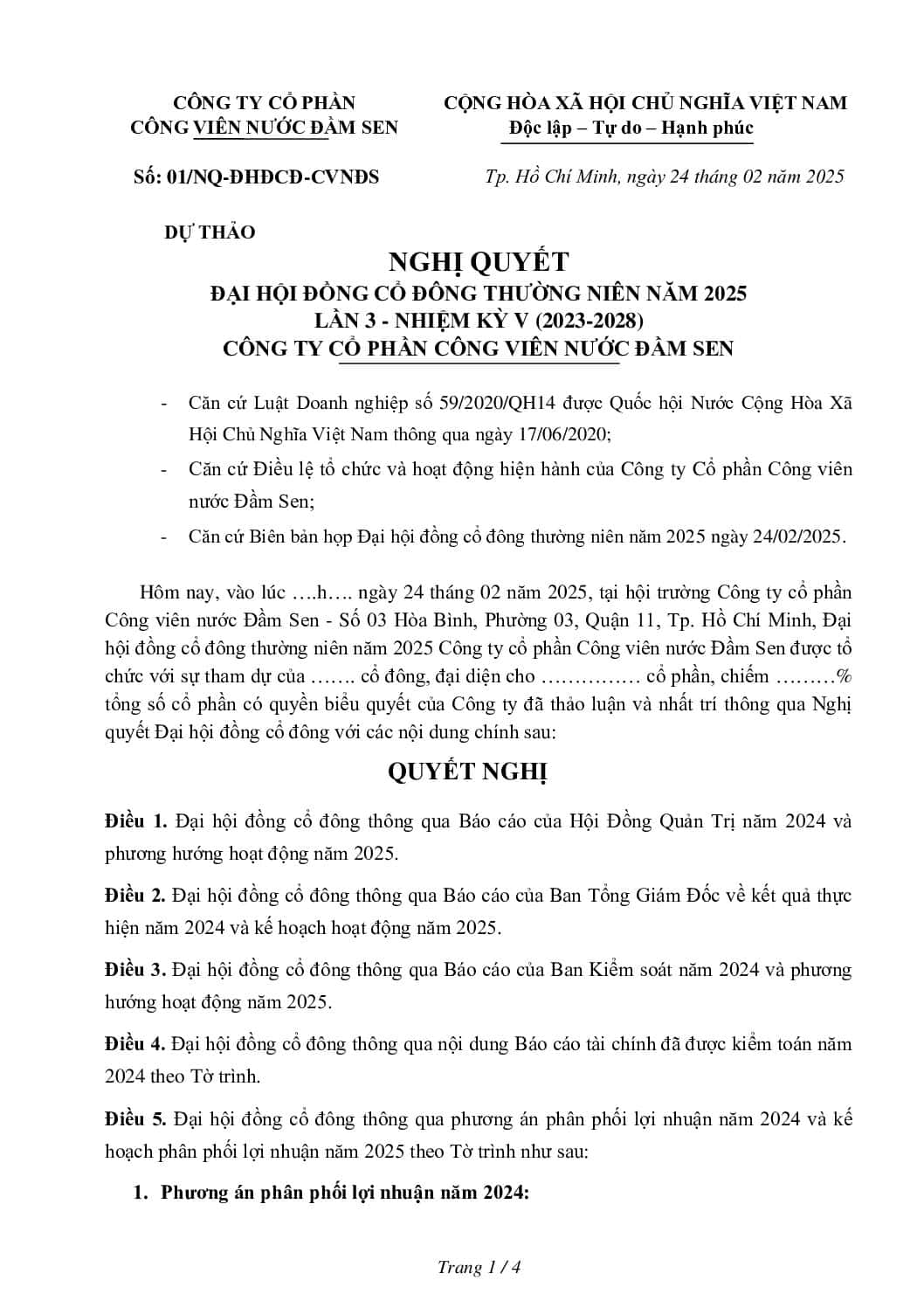 17. DU THAO NGHI QUYET DHDCDTN 2025 capnhat130225 V E pdf