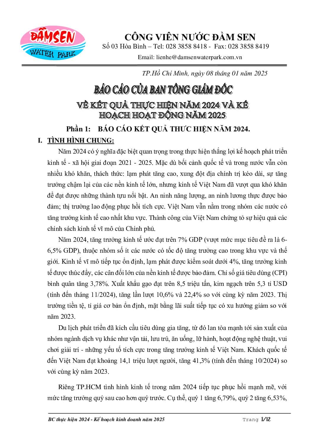 7. Bao cao cua TGD ve KQKD 2024 KHKD2025 V E update220225 pdf