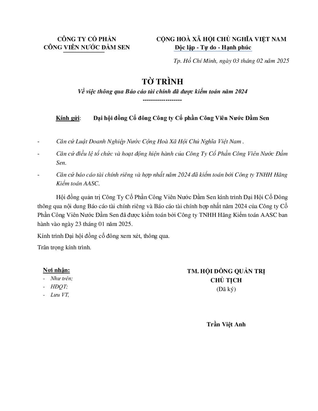 8. To trinh thong qua BCTC nam 2024 da kiem toan V E dsn pdf