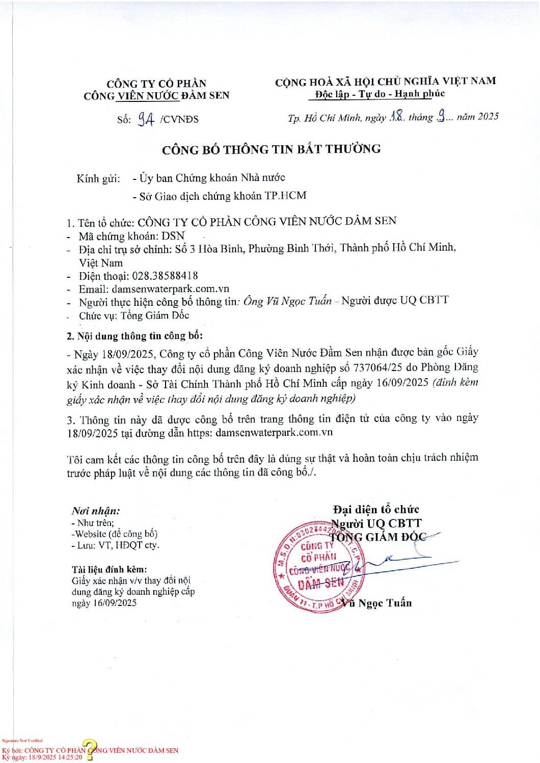 20250918 DSN CBTT BT ve GXN thay doi noi dung dang ky doanh nghiep daky 1 pdf