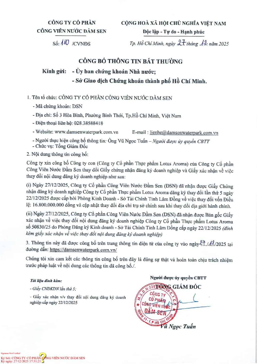 20251227 DSN CBTT BT Cty Con Lotus Aroma thay doi CGNDKDN LAN 5 221225.daky pdf