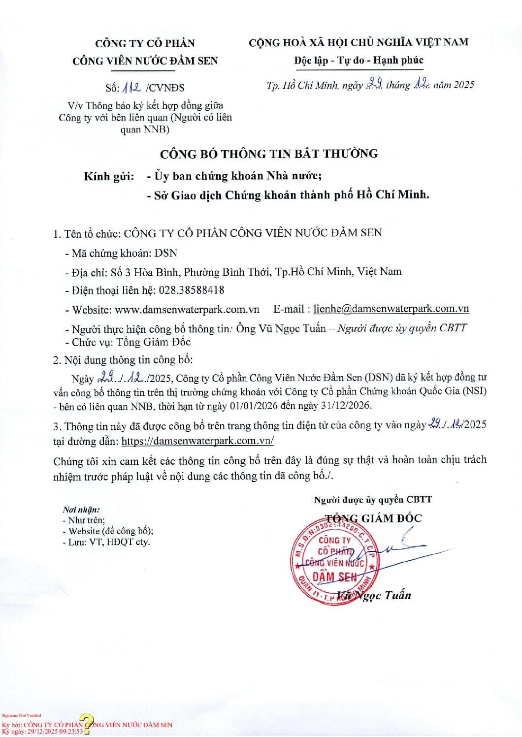 20251229 CBTT BT cty da ky ket hop dong voi ben lien quan NSI 2026 TCLQNNB.daky pdf