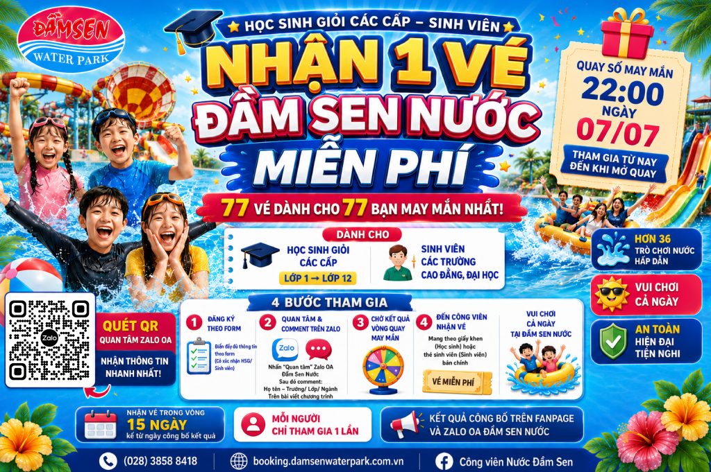 tạng vé miễn phí cho học sinh giỏi, học sinh xuất sắc, sinh viên nam 2026