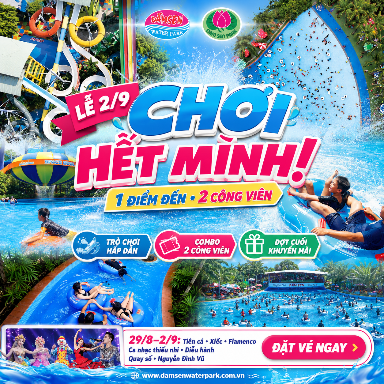 Lễ 2/9 tại Đầm Sen 2026: Combo 2 công viên & chuỗi sự kiện 29/8–2/9